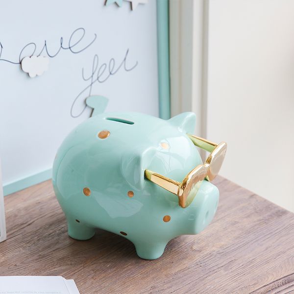 1 Piece Money Box Piggy Bank Cool Pig Statue Coin Box for Money Birthday Gift for Children Creative Home Decor Ornament