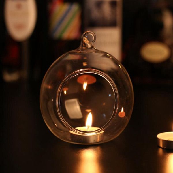 10 hanging tealight holders in 60mm glass globes for weddings, terrariums, or home decor