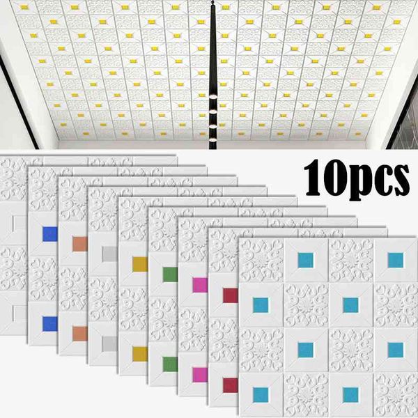 10 self-adhesive 3D foam wall stickers for ceiling and wall decoration in living rooms and bedrooms