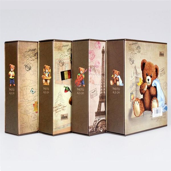 100 Sheets Bear Gift Photo Album Scrapbook Interleaf Type Classical 6 Inch Family Paper Cartoon Photo Album 201125