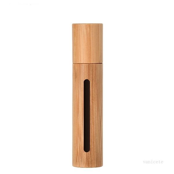 10ml refillable bamboo essential oil bottle with steel roller ball for home and travel use