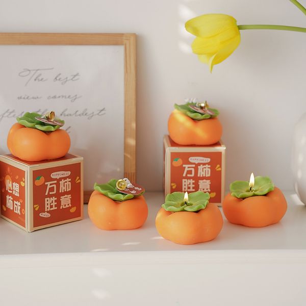 10Pcs Orange Persimmon Scented Soy Wax Candles for Relaxation and Birthday Gifts