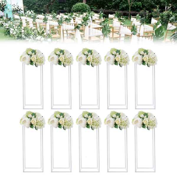10-piece geometric metal flower stands, 60cm rectangular floor holders for weddings and parties