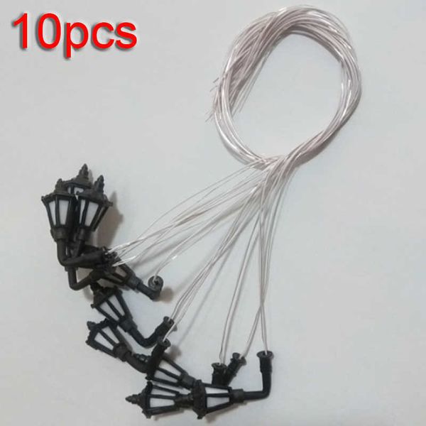10-piece set of HO scale 1:100 model railroad 3V LED street lamps for home decoration