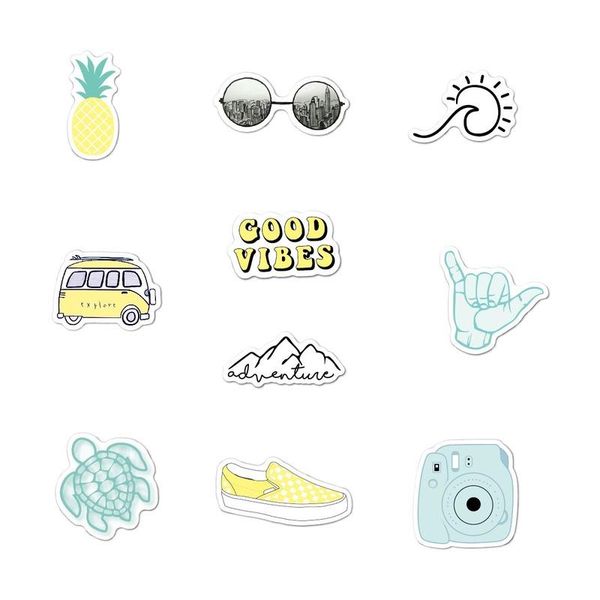 10Set of 100 charming, stylish waterproof stickers for water bottles