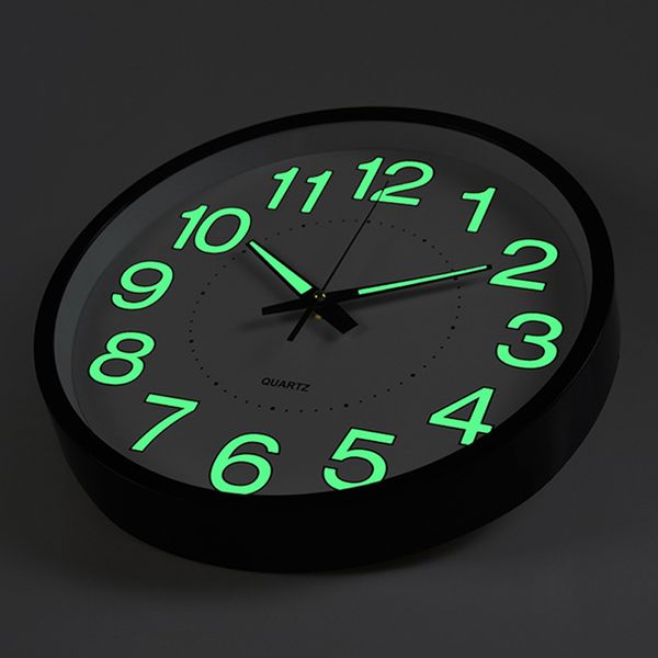 12-inch luminous moon wall clock, stylish round quartz timepiece for home and bedroom decor, glows in the dark