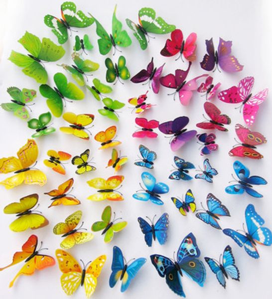 12-piece 3D butterfly wall decals for fridge, kitchen, living room, and home decoration