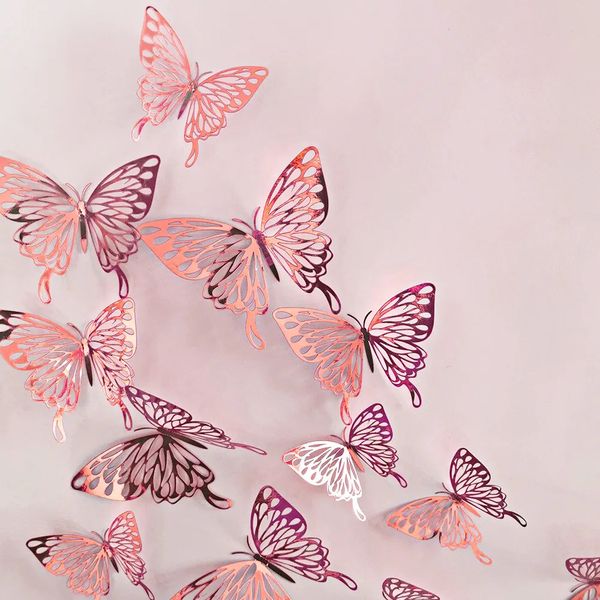 12-piece 3D hollow butterfly wall stickers for kids' room and home DIY decoration