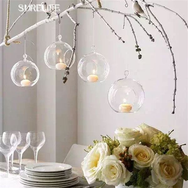 12-piece hanging tealight holders in 6/8cm glass globes for weddings, terrariums, and home or bar decor