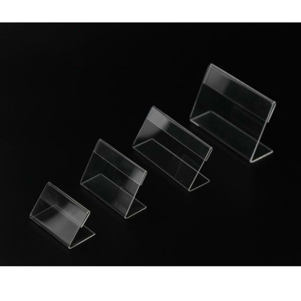 1.3mm thick transparent plastic desk sign holders for price tags, paper cards, and labels, includes 50 acrylic stands