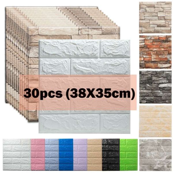 15 decorative 3D self-adhesive foam wall panels for stylish home decor in living rooms or bathrooms, featuring a brick pattern design