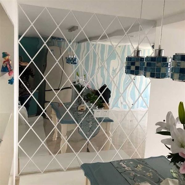 17/32/58Pcs DIY diamond-shaped acrylic mirror wall stickers for living room decor