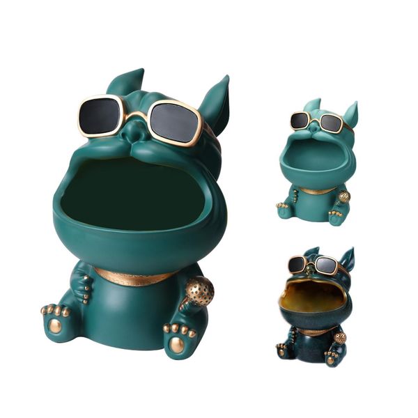 1pc Cool Dog Figurine Big Mouth Dog Cats Storage Box Key Phone Chocolates Candy Storage Basket Home Decor Living Room Ornaments C0220