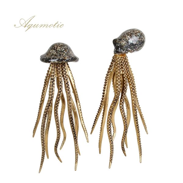 1pc Large Adorable Octopus Decor - Golden Resin Seashell Sea Creature for Bedroom or Tabletop Display 210811