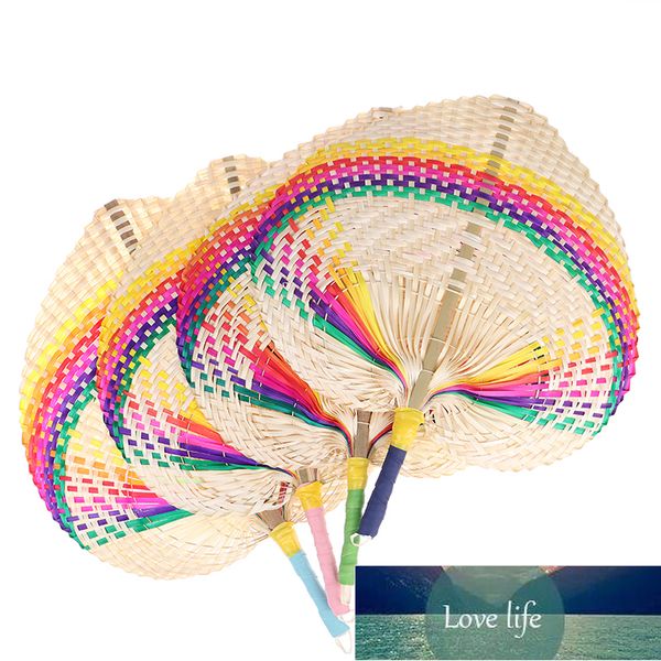1Pcs Handcrafted Rainbow Pushan Art Fan, Peach-Shaped Bamboo Summer Cool Breeze DIY Unique