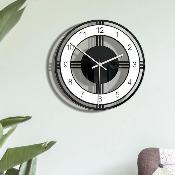 1pcs Round Dial Wall Clock for Home, Living Room, or Bedroom with Acrylic Metal Pointers in a Simple Vintage Style Decoration