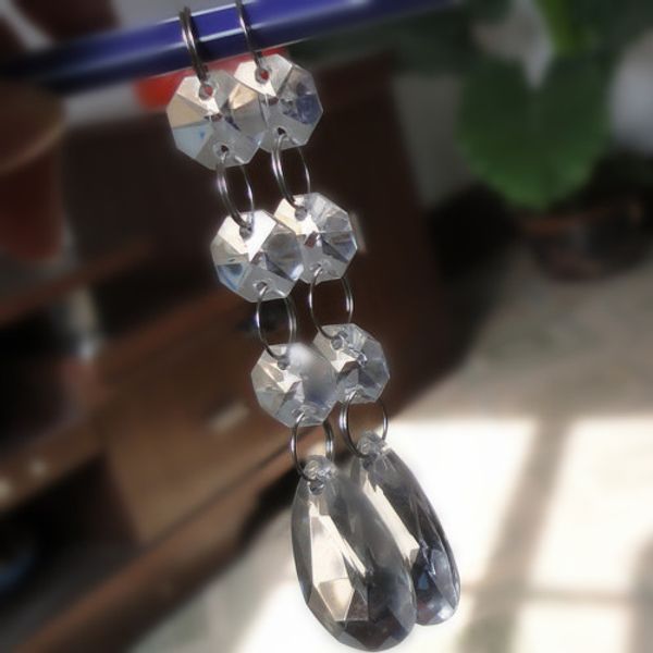 20 clear acrylic octagonal beaded garlands with teardrop pendants for wedding chandeliers, lamps, Christmas trees, and party decor