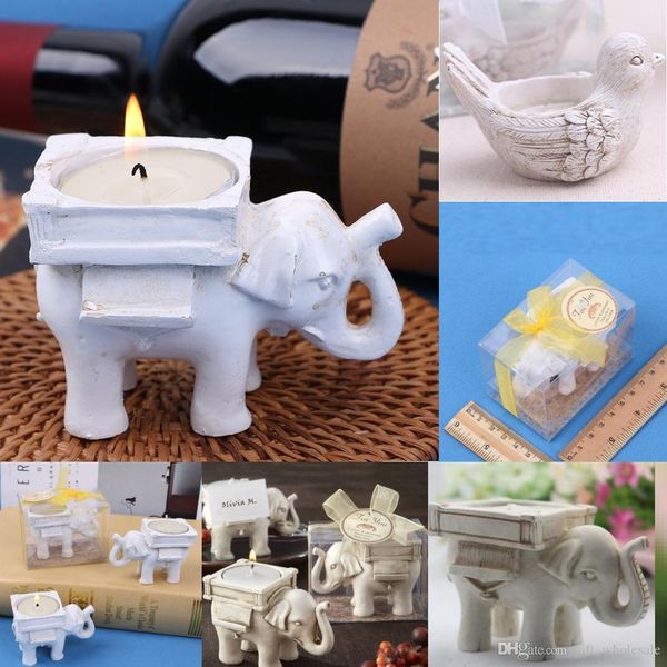 20 durable resin elephant candle holders for sale, ideal as ivory-colored lucky elephant tea light holders, perfect for weddings, parties, home decor, and gifts