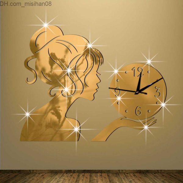 2016 new wall clocks for living room with quartz movement and acrylic design, featuring 3D DIY mirror stickers, free shipping included