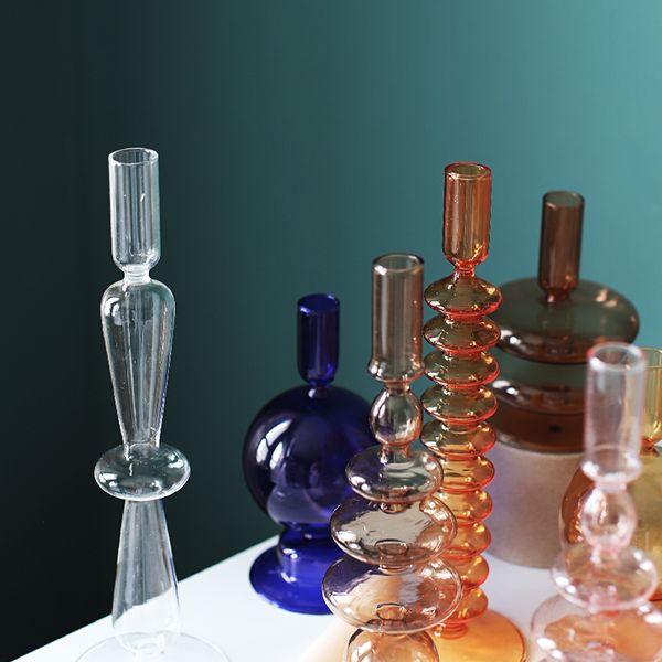 2023 Nordic glass candle holders for romantic dinners, home decor, weddings, birthdays, and wax portavelas