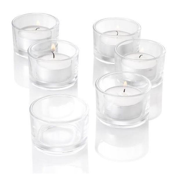 24-piece set of frosted clear glass candle holders, candles not included, priced at $23.76, bulk order T200703