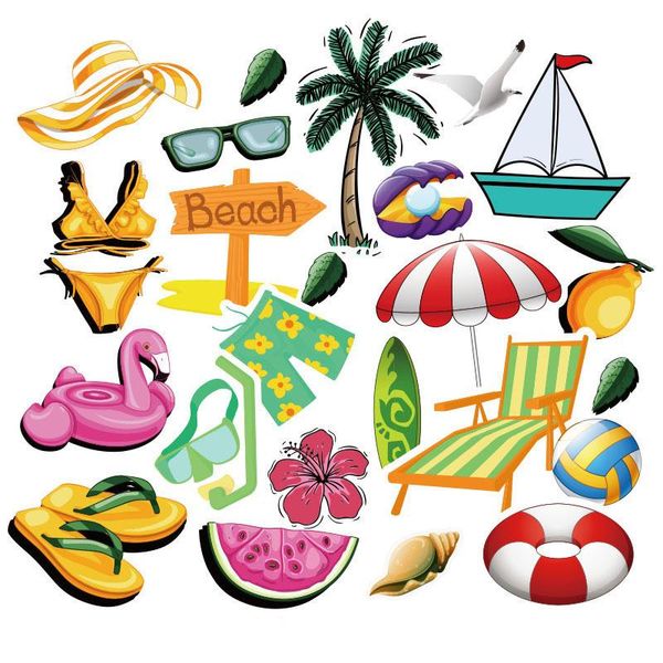 250 summer beach waterproof stickers for trolleys, guitars, and cups