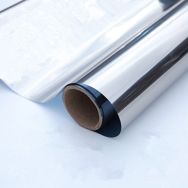 2.5m length silver one-way glass adhesive film for DIY reflective mirror window tint offering UV protection and privacy