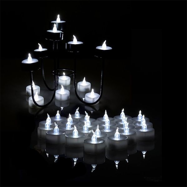 30 white LED flameless tea lights for weddings, parties, and holiday decor with free shipping