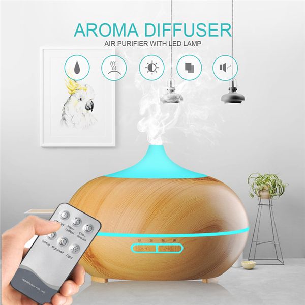 300ml wood grain ultrasonic humidifier with essential oil diffuser for home and office spaces
