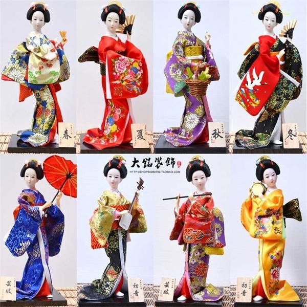 30cm cute Japanese Geisha dolls in lovely kimonos, perfect for home or office decor, miniature collectibles, ideal as birthday gifts