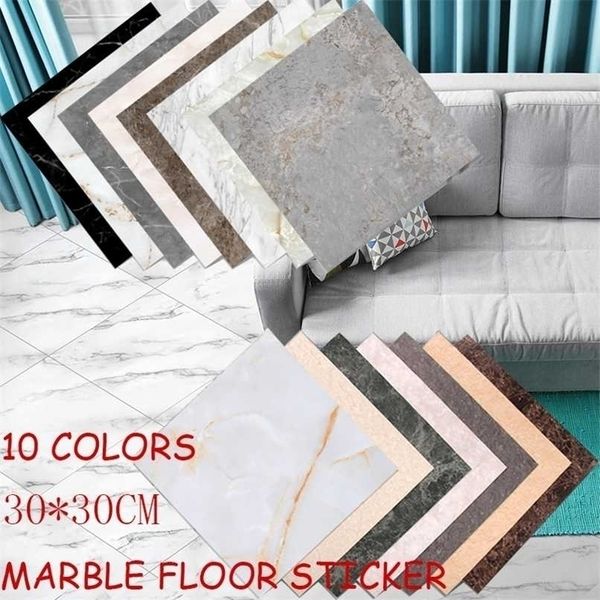 30x30 cm waterproof 3D marble-pattern removable floor stickers for bathroom wall and tile decoration