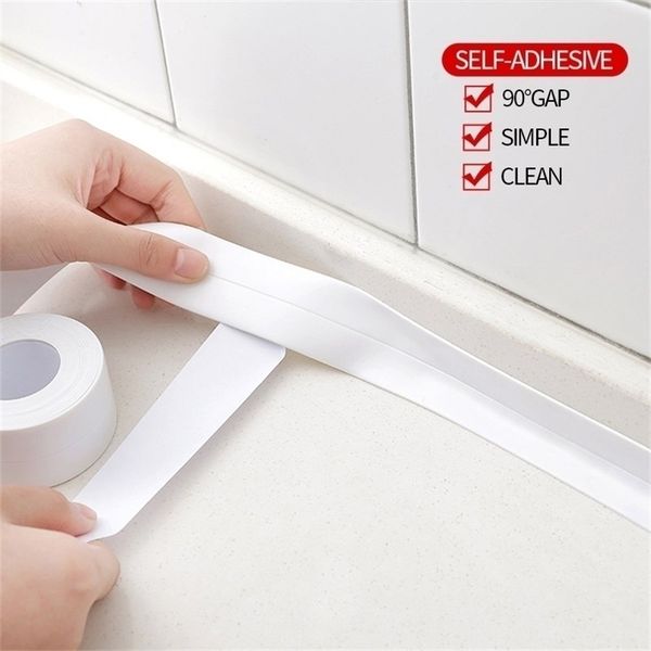 3.2m PVC waterproof self-adhesive sealing strip for bathroom, kitchen, shower, sink, and bath edges