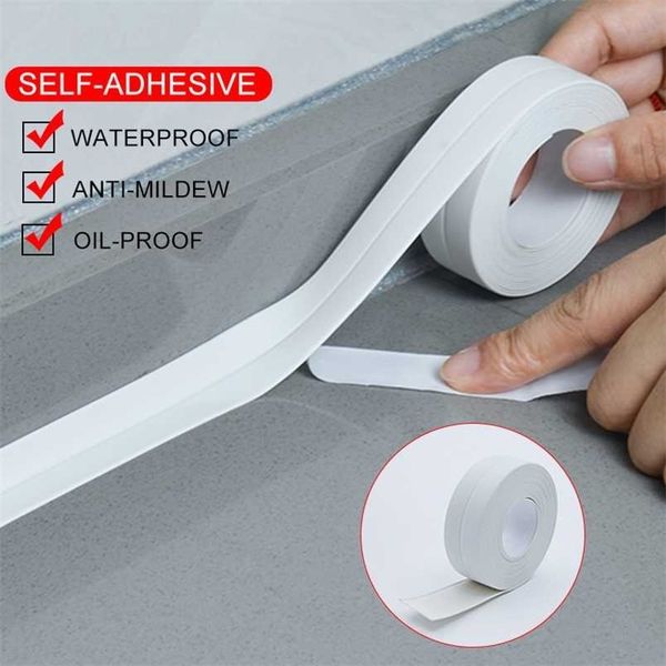3.2m x 2.2cm waterproof self-adhesive shower sealing strip for sink and bath edges  

(Note: Original string was long enough for rewriting, so I've condensed it while maintaining key product details - dimensions, adhesive feature, waterproof quality, and application areas)