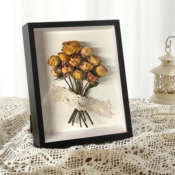 3cm deep wooden shadow box frame for showcasing 3D artworks, Nordic-style DIY picture decor