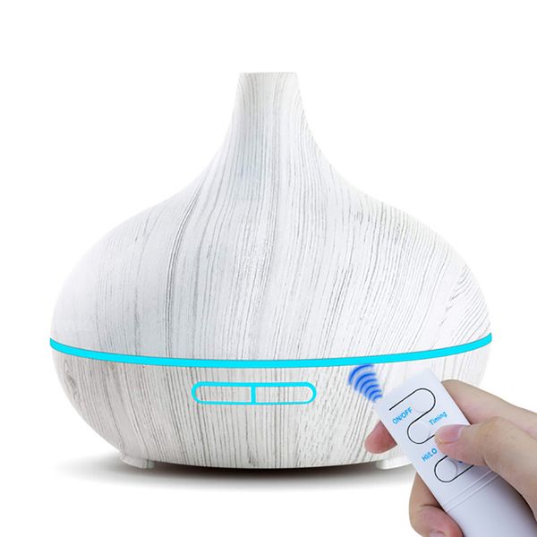 3-color wood grain 550ml air humidifier with remote control, essential oil diffuser, and aromatherapy lamp Y200416