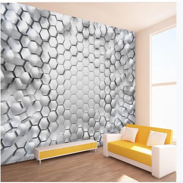 3D abstract geometric wall murals for living room stereo backgrounds