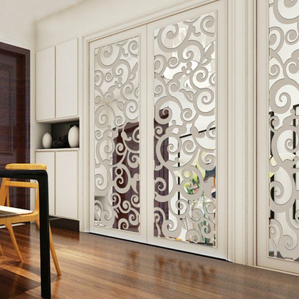 3D acrylic mirror wall decals for living spaces, bedrooms, and entryways, featuring cloud designs to enhance TV backgrounds and home interiors