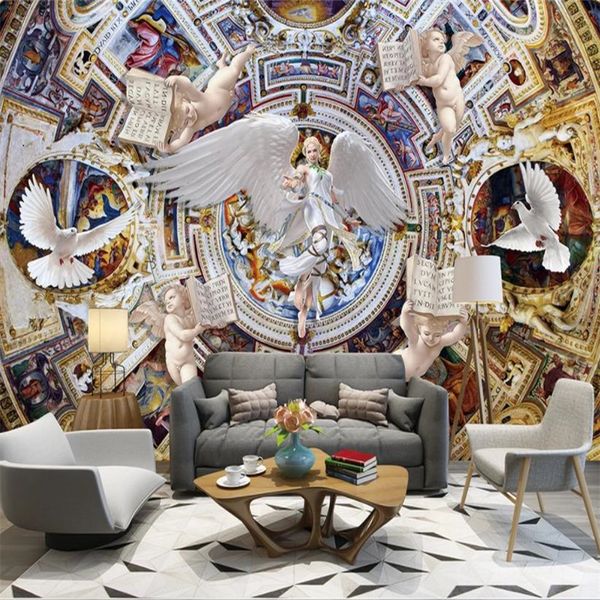 3D angel wallpaper for home decor in living rooms, bedrooms, and bars