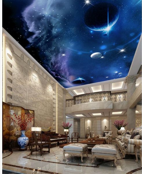 3D blue sky ceiling murals for modern living room walls