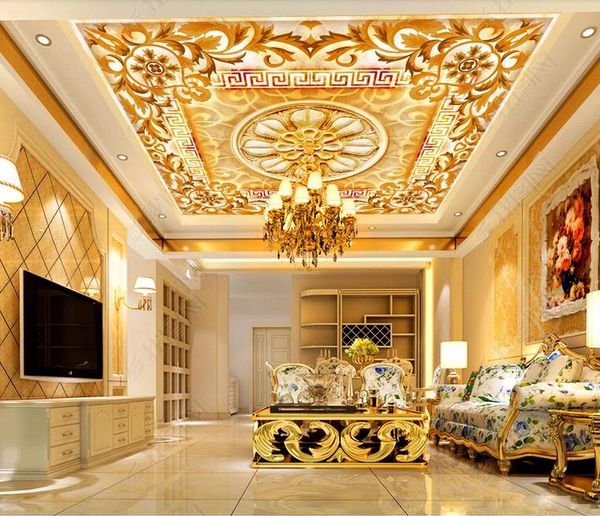 3D classical relief ceiling and wall murals for living room and bedroom home decoration