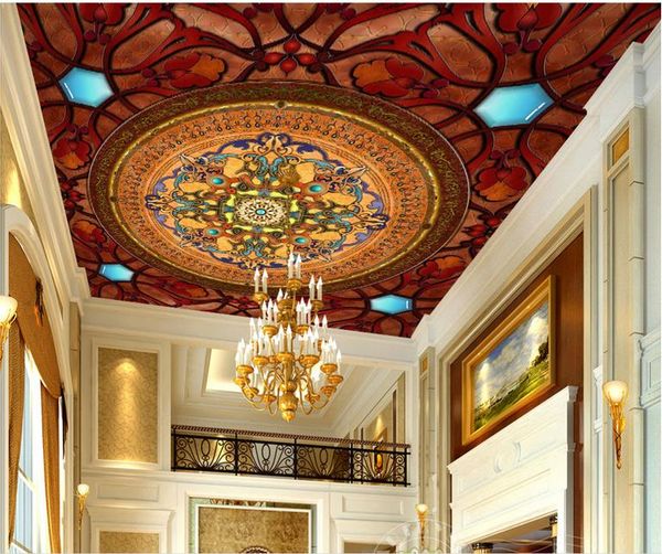 3D custom circular ceiling wallpaper patterns for home wall decor