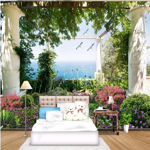 3D custom garden wall murals for living room backgrounds