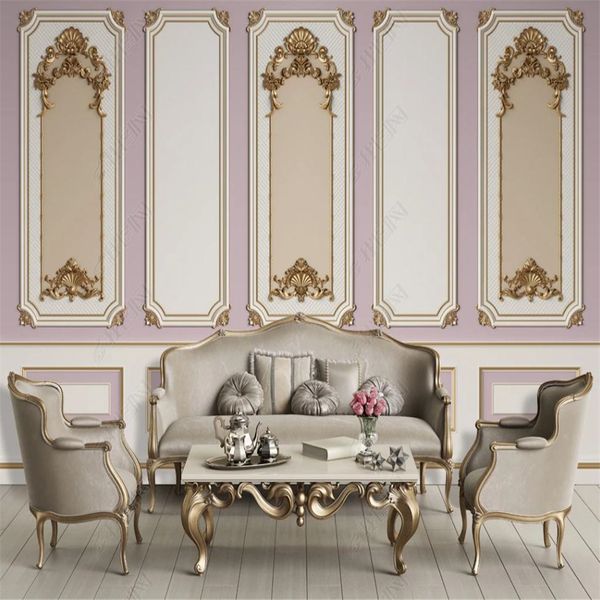 3D custom photo wallpaper with elegant European-style palace relief for high-end TV walls