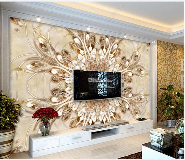 3D custom photo wallpapers featuring modern European stone patterns for living room TV wall decoration