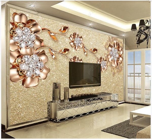 3D custom photo wallpapers featuring modern European-style floral designs for living room TV backgrounds and decorative wall murals