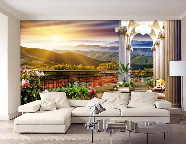 3D custom sunrise mural wallpaper for living room TV backdrop home decor