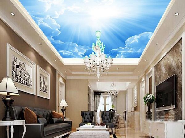 3D custom wallpaper featuring a dreamy starry sky design for living room ceilings