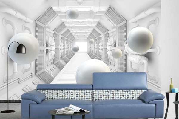 3D custom wallpaper for living room TV background, ball wall decor, brick photo backdrop for home