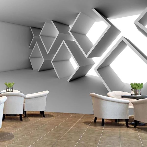 3D Custom Wallpaper for Living Room with Waterproof TV Background Mural