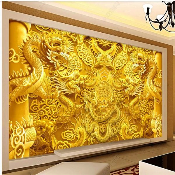 3D custom wallpapers and modern gold murals for living room decor